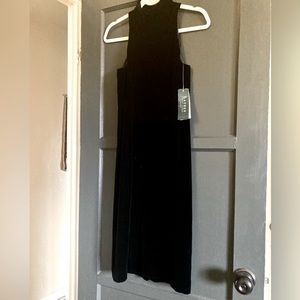NWT Ralph Lauren Vintage Black Velvet Midi High Neck Dress Size 4